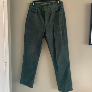 Green corduroy jeans